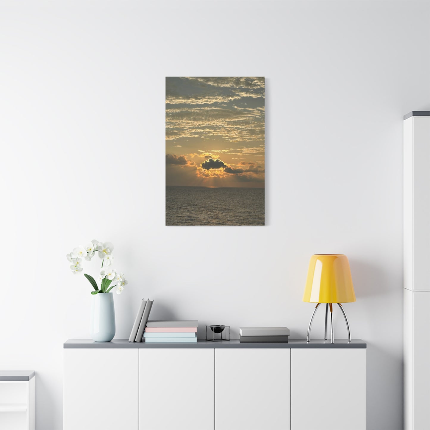 Matte Canvas Wall Art, Sunset Ocean Decor, Coastal Home Decoration, Beach Landscape Print, Nature Artwork for Living Room